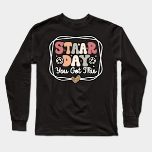 Test Staar Day You Got This Teacher Retro Groovy Long Sleeve T-Shirt